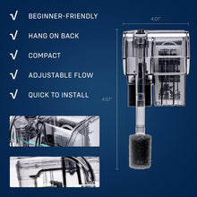Mighty Aquarium Hang On Back Filter - Aquarium HOB Filter - Adjustable Fish Tank Filter - Aquarium Filters - Nano Aquarium Filter - Fish Aquarium Filter - Hang On Back Aquarium Filter (1-3 Gallons)