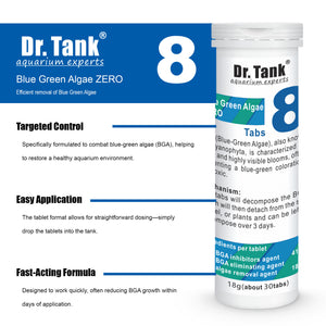 Dr. Tank #8 BGA Zero - Blue-Green Algae (Cyanobacteria) Remover - 30 Tablets