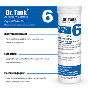 Dr. Tank #6 Crystal Water - Clears Cloudy Water & Debris - 50 Tablets