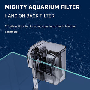 Mighty Aquarium Hang On Back Filter - Aquarium HOB Filter - Adjustable Fish Tank Filter - Aquarium Filters - Nano Aquarium Filter - Fish Aquarium Filter - Hang On Back Aquarium Filter (1-3 Gallons)