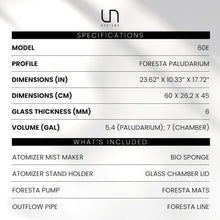 Ultum Nature Systems Foresta Integrated Paludarium Tank - All in One Aquarium w/Waterfall, Mist Maker, Water Pump, Modern Fish Tank w/Filtration for Aquatic Plants - 23.62" x 14.17" x 17.72" - 60E